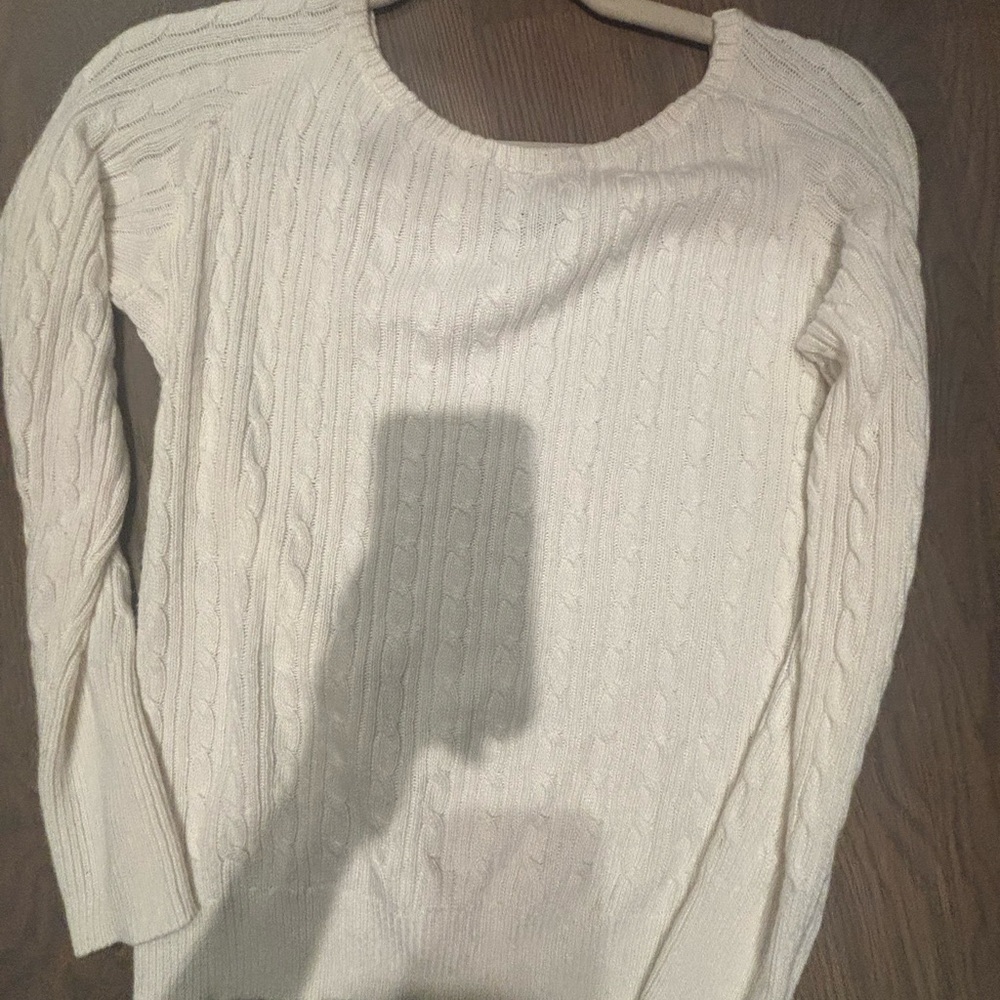 Brandy Melville Ivory Cable Scoop Neck Sweater